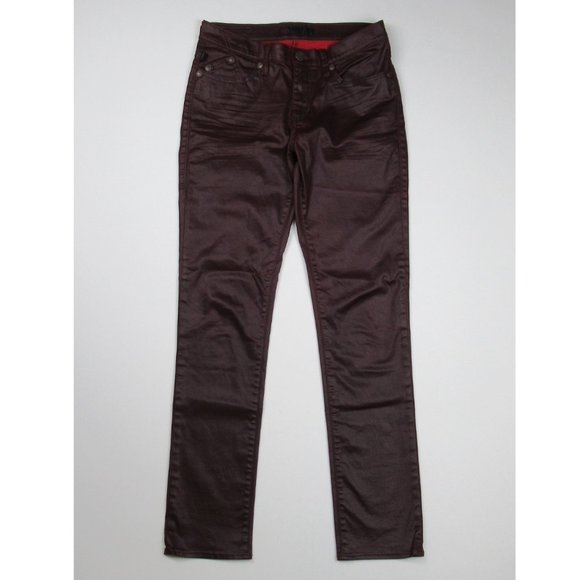 Rock & Republic Pants - Rock & Republic Berlin Burgundy Faux Leather Coated Pants sz 10